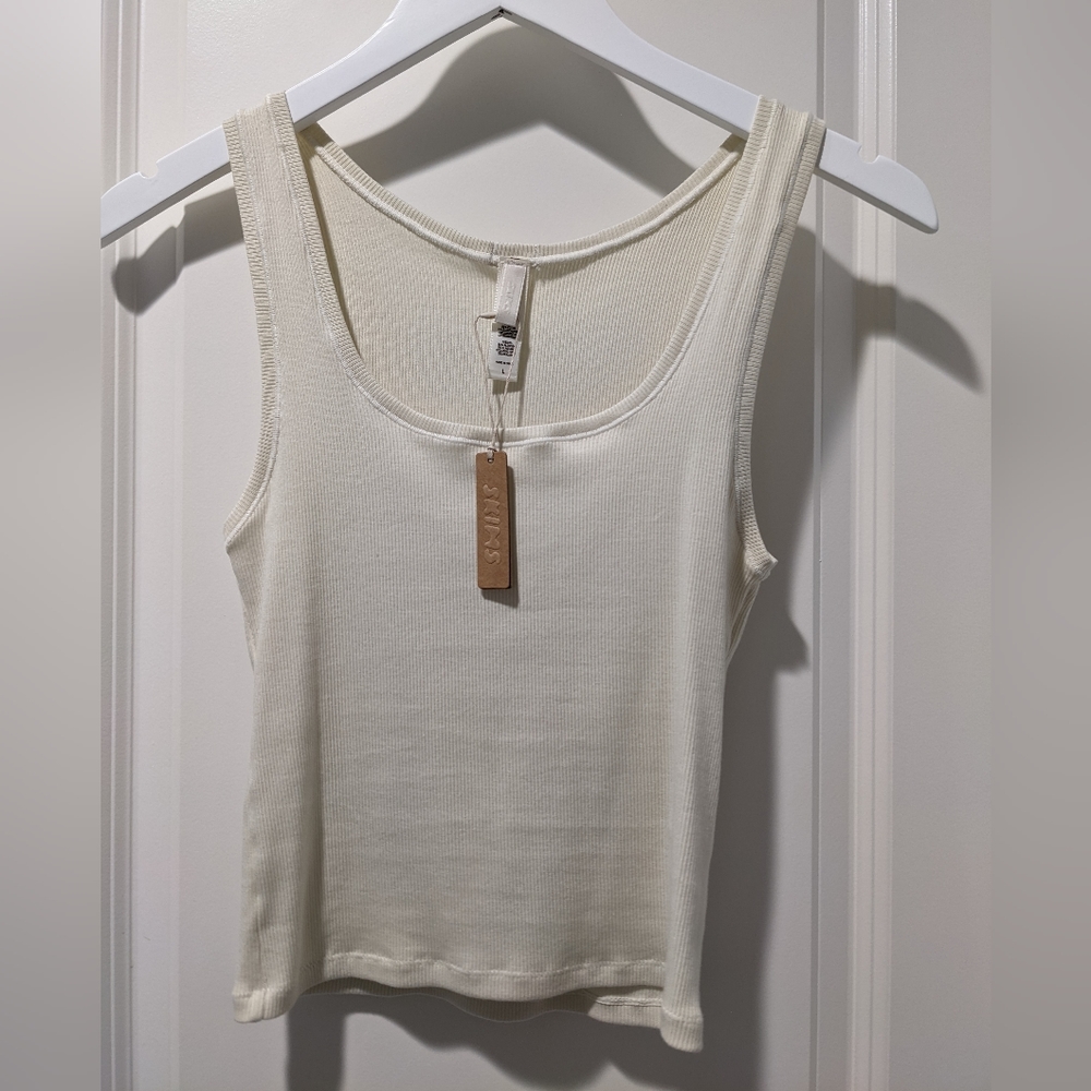 NWT Skims cotton rib tank, size large, color bone